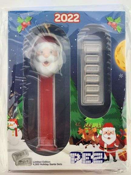 PAMP Suisse PEZ 2022 Holiday Santa Dispenser With (6) 5 Gram .9999 Silver Wafer Bars
