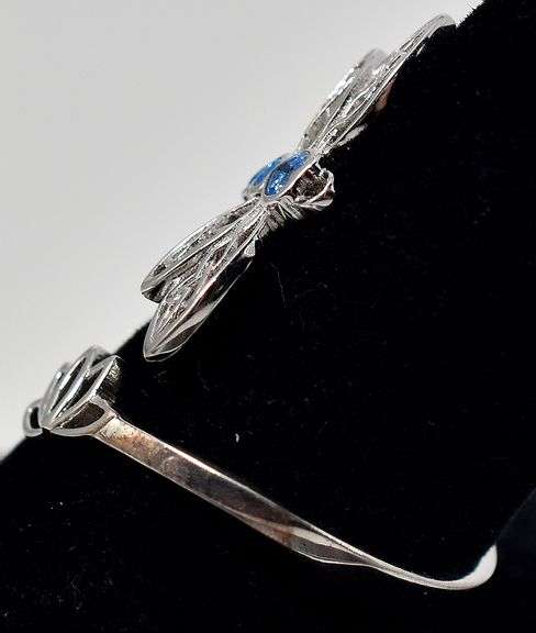 Cute Dragonfly Ring with Blue Gemstones in Sterling Silver