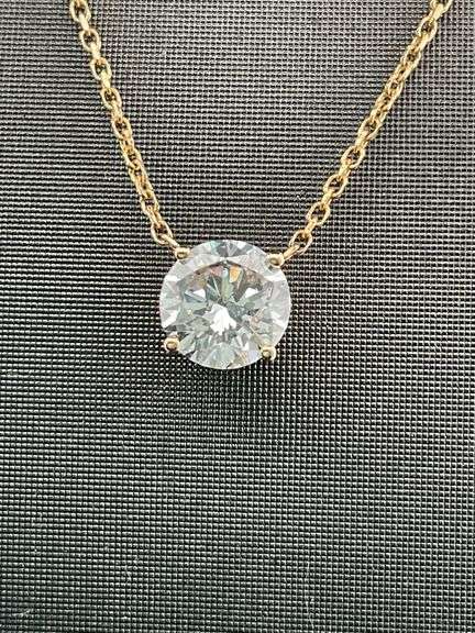 BRAND NEW 14K WHITE GOLD DIAMOND SOLITAIRE CHAIN AND PENDNANT
