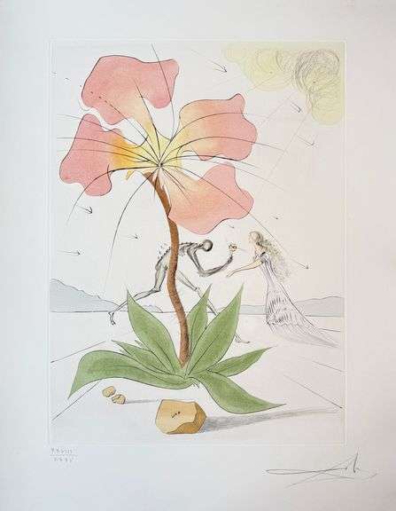 Exclusive Salvador Dali Pencil Signed Limited Edition Etching and Color Stencil from 'Twelve Tribes 