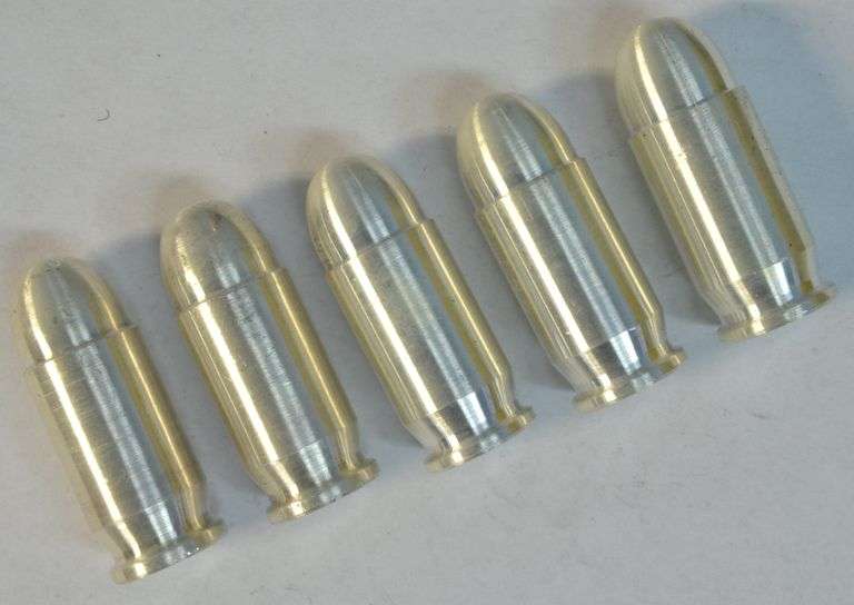 Five (5) pure .999 fine silver 1 Troy Oz .38 caliber bullet facsimiles