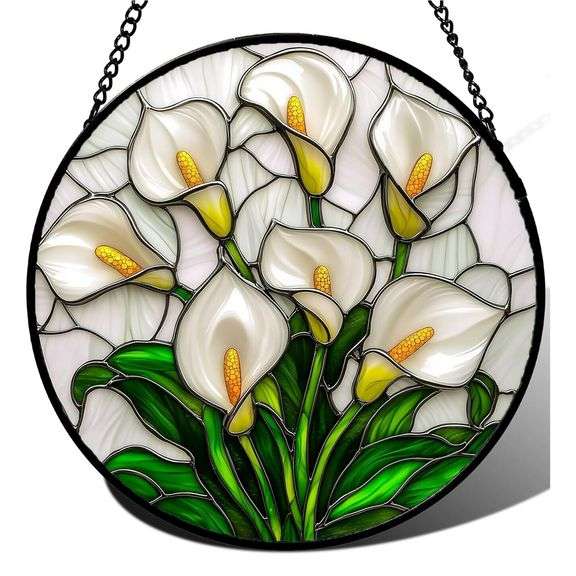 White Calla Lily Stained Glass Suncatcher