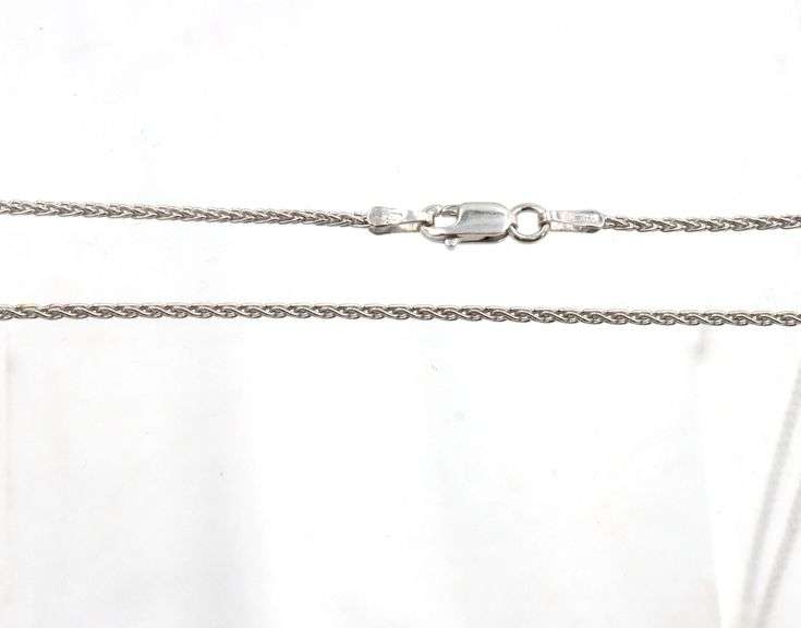 18kt White gold wheat link chain necklace