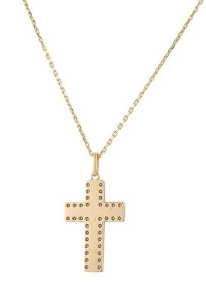 New 0.33ctw Diamond Outlined Cross Pendant Necklace in 14K