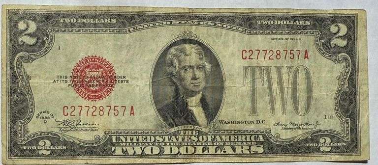 $2 Red Seal 2928 D US Note