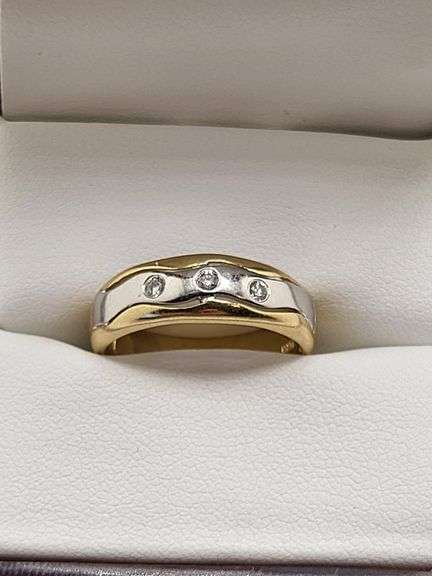 14k yellow & White gold diamond band, size 7.5 -3.6 gr