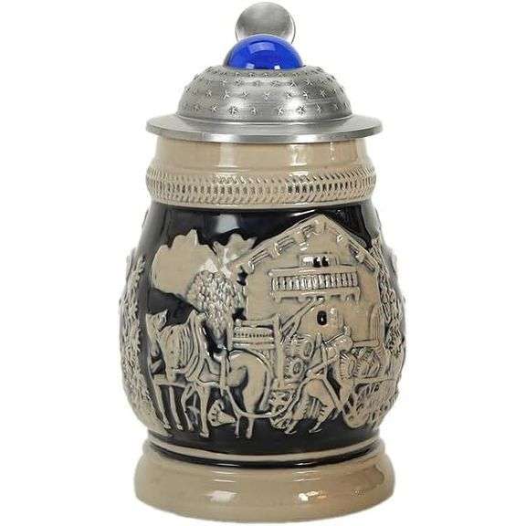 German Beer Stein with Pewter Lid