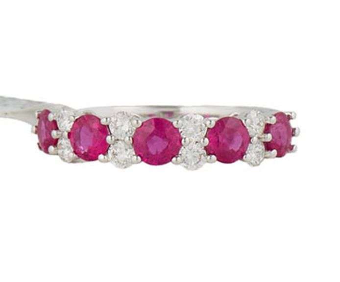 New 1.00ctw Ruby and 0.40ctw Diamond Band Ring in 14K