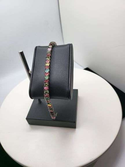 Elegant 87.5ct cabochan Natural polychromatic sapphire  Bracelet in Sterling Silver – Size 7