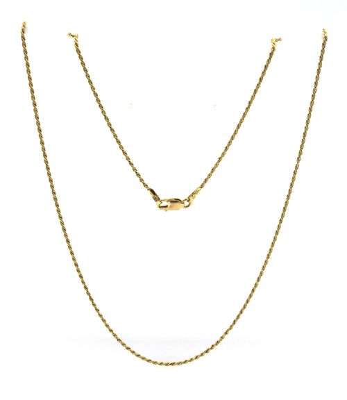 10kt Yellow gold rope chain necklace