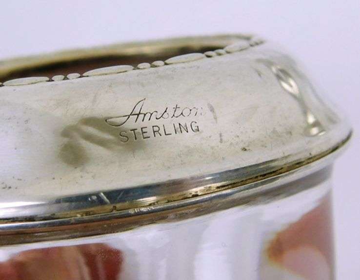 Mid-Century Sterling & Glass Low Candleholders