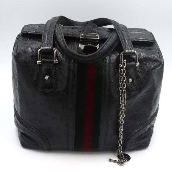 Vintage Gucci Treasor Boston Ostrich Bag
