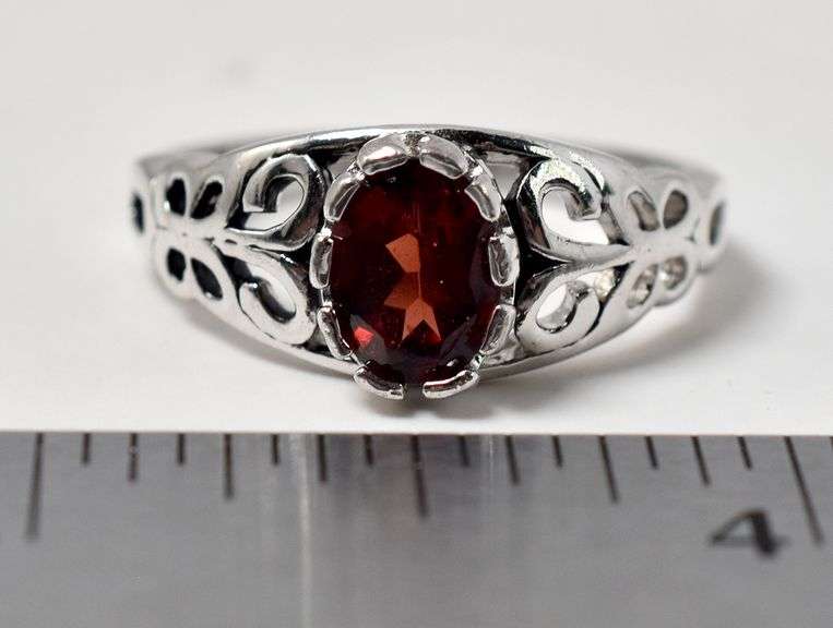 Red Garnet Gemstone Ring in Sterling Silver