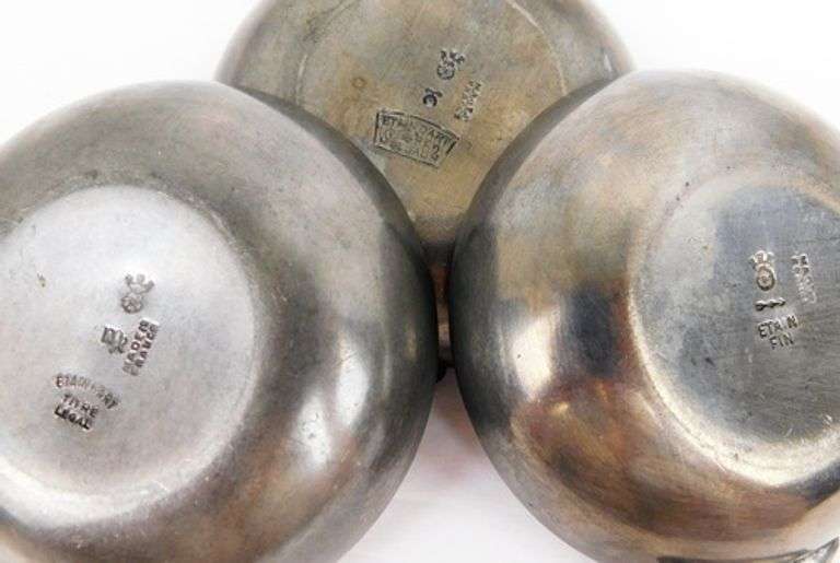 3 French Pewter Sommelier Wine Tasting Cups