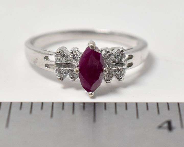 Pink Gemstone Ring with White Accents in Sterling Silver