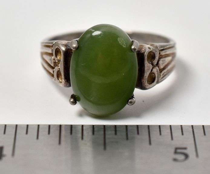 Green Gemstone Band Ring in Sterling Silver