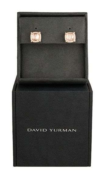 David Yurman Morganite and 0.27ctw Diamond Frame Stud Earrings in 18K