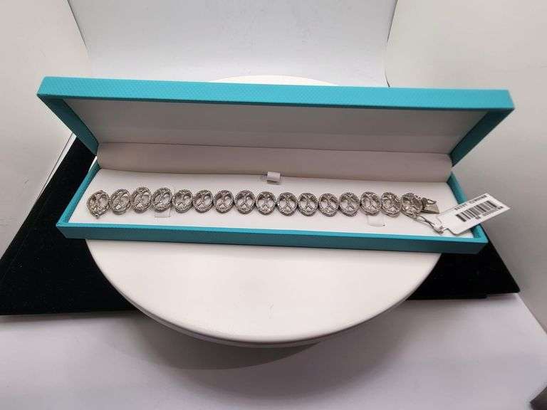 Elegant over 3.65ct Natural diamond flower Bracelet-  in Sterling Silver – Size 7