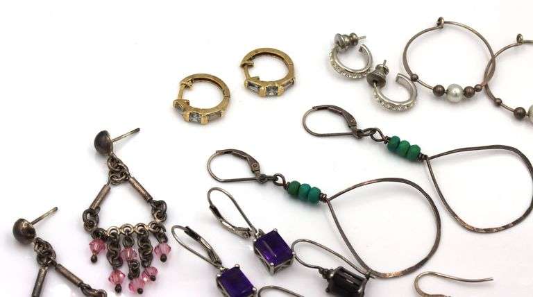Vintage 925 sterling silver group lot of earrings