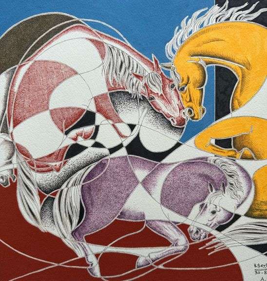 Houshang Seyhoun ,Horses (2000) ,AP Lithograph.