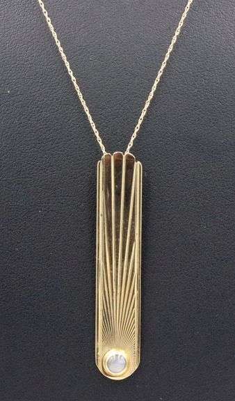 14kt Yellow gold blue star sapphire cab pendant on chain