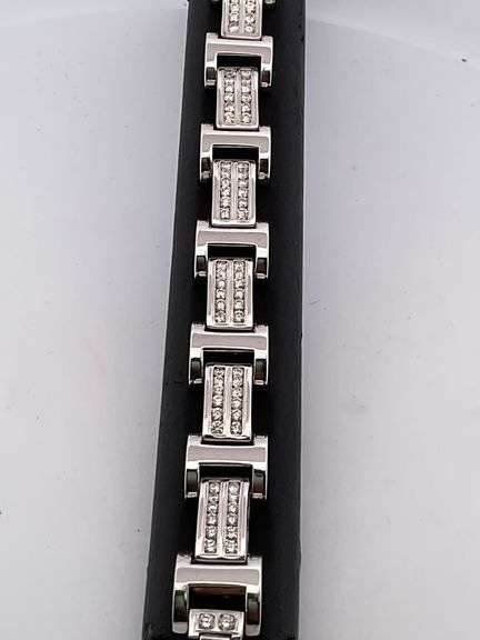 BRAND NEW men's certified heavy 14k white gold diamond bracelet
