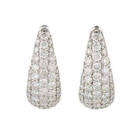 New 1.12ctw Pave Diamond Graduated Huggie Hoop Earrings in 14K