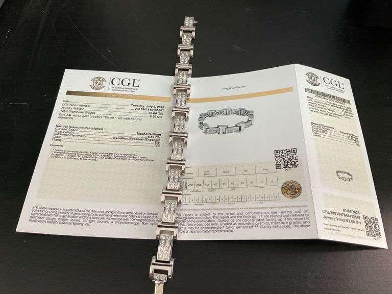 BRAND NEW men's certified heavy 14k white gold diamond bracelet