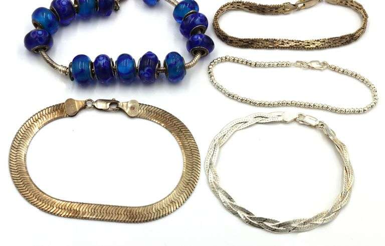 Group lot of 7 Vintage 925 sterling silver bracelets