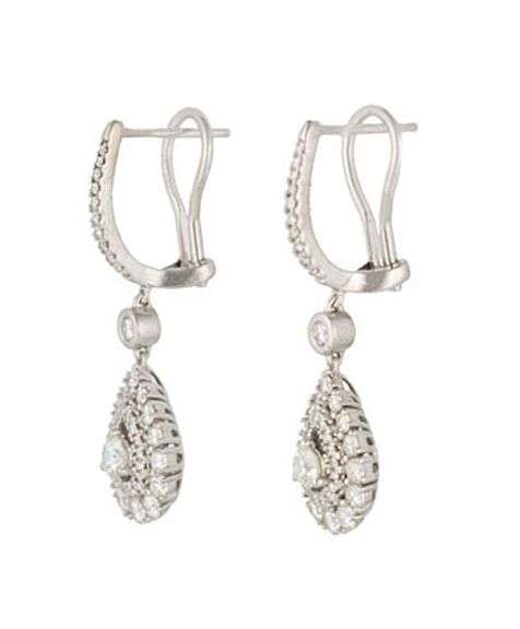 1.35ctw Diamond Double Frame Pear Shaped Dangle Earrings in 14K