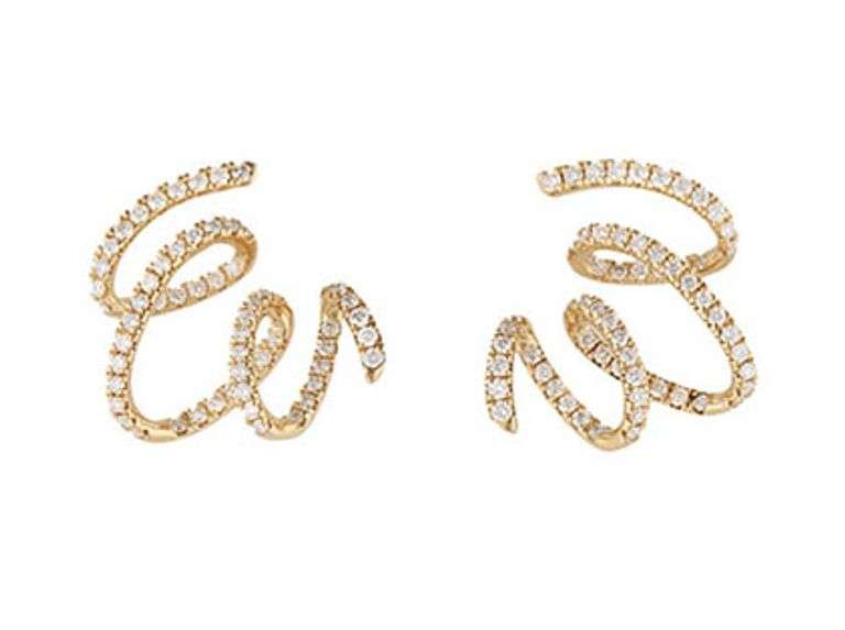 New 0.94ctw Diamond Swirl Abstract Earrings in 14K