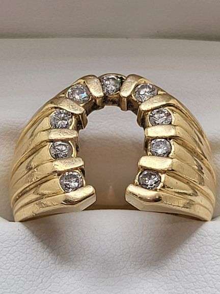14K men's yellow gold 2.5ct tw diamond horseahoe ring