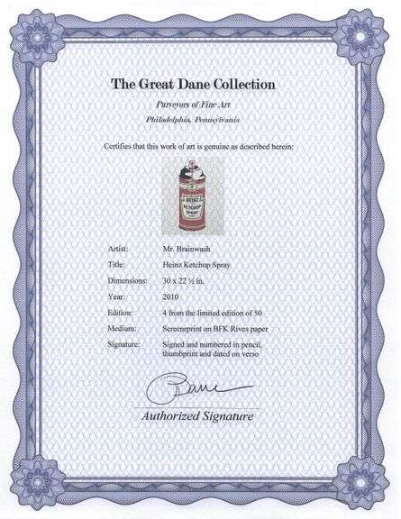Highly Collectible Mr. Brainwash Screenprint Signed Heinz Ketchup Spray with Thumbprint