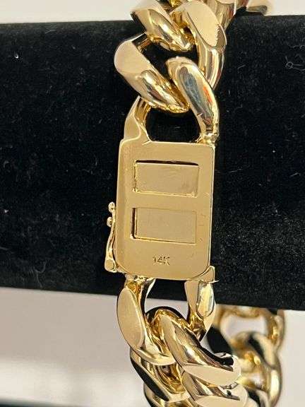 Huge 91.5 Gram 14 Kt Gold Plated Curb Link Bracelet