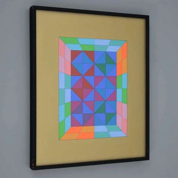 Highly Collectible Victor Vasarely Signed Screenprint 'Kapolna', 1974