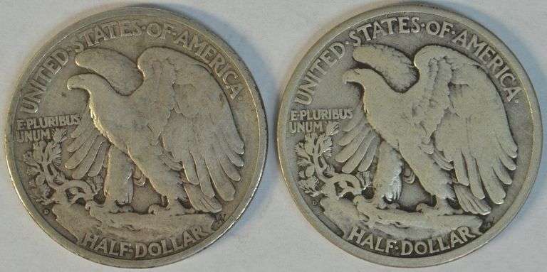 Scarce 1919-D and 1920-D Walking Liberty Half Dollars in F/VF