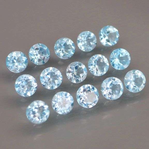 Matched! 15 piece 15.30ct full fire sky blue Topaz set!