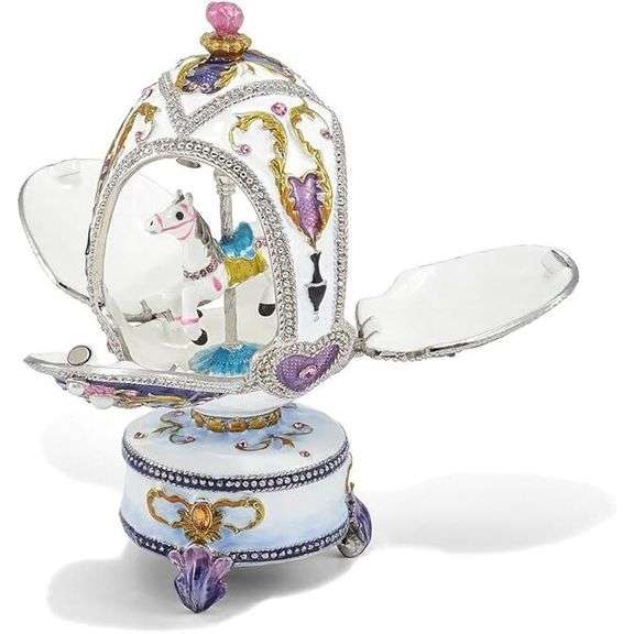 Bejeweled Musical Egg Jewelry Box with Crystals