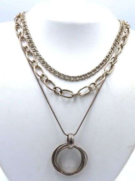 Group lot of 3 Vintage 925 sterling silver necklaces