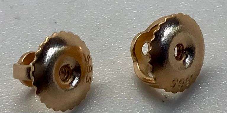 14K Rose Gold Gold Round Brilliant Cut Diamond Cluster Earring