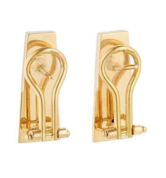 Versace Polished Geometric Omega Back Earrings in 18K