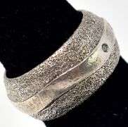 Textured Band Ring with Three Gemstones in Sterling Silver