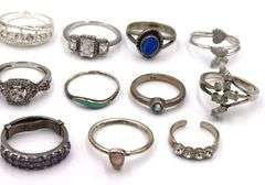 Group lot of 19 Vintage 925 sterling silver rings