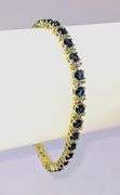 18 Kt Yellow Gold Plated Lab Simulated Deep Violet Blue Tanzanite and Diamond Tennis Bracelet