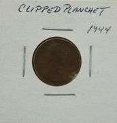 1944 Wheat Cent, Clipped Planchet Error