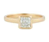 0.90ct Princess Cut Diamond Solitaire Bezel Set Engagement Ring in 14K