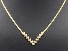 Pretty 14K YG V of Diamonds Necklace