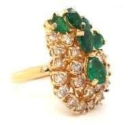 18kt Yellow gold 2.25ctw Emerald and top light brown diamond ring