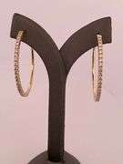 14K YELLOW GOLD FLEXIBLE HOOP EARRING WITH DIAMONDS .IT'S TIMELESS, CLASSIC, FASHIONABLE, LIGHTWEIGH
