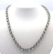 Fabulous 28CTW Oval Emerald-Cut Blue Topaz & 5.00CTW Diamond Tennis Necklace